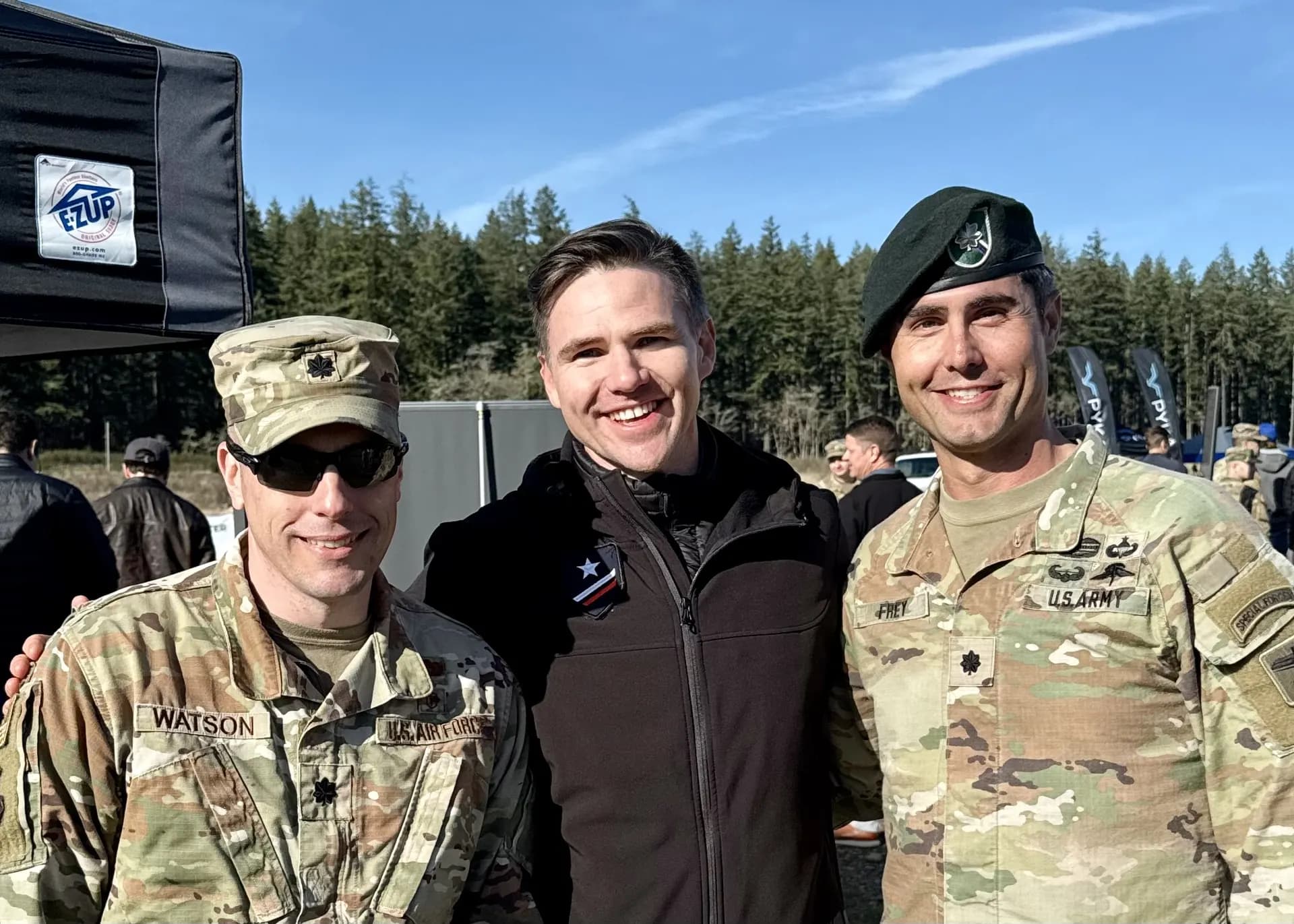 Patrick with Lt. Col. Watson (U.S. Army) and a Green Beret Lt. Col.